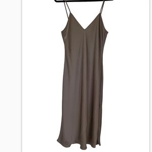 Wilfred Slip Maxi Dress Satin Size Small in colour Modern Taupe